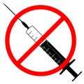 No drugs. No syringe vector icon. Royalty Free Stock Photo